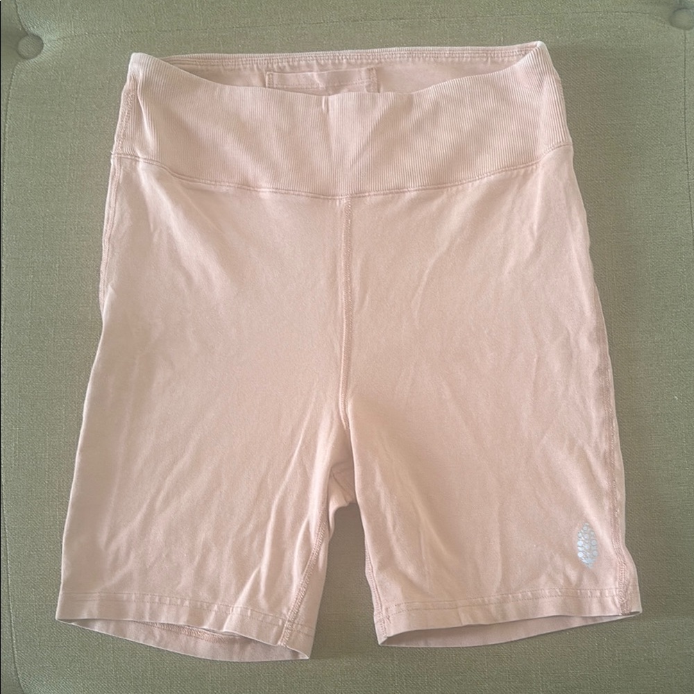 Free People Pink Bike Shorts High-Waisted Stretch